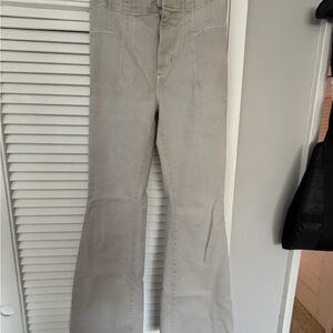 Free People Beige Wide-Leg Flare Jeans